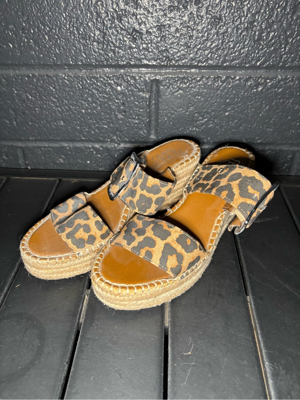 Leopard Print Espadrille Platform Sandals by Franco Sarto Size 6